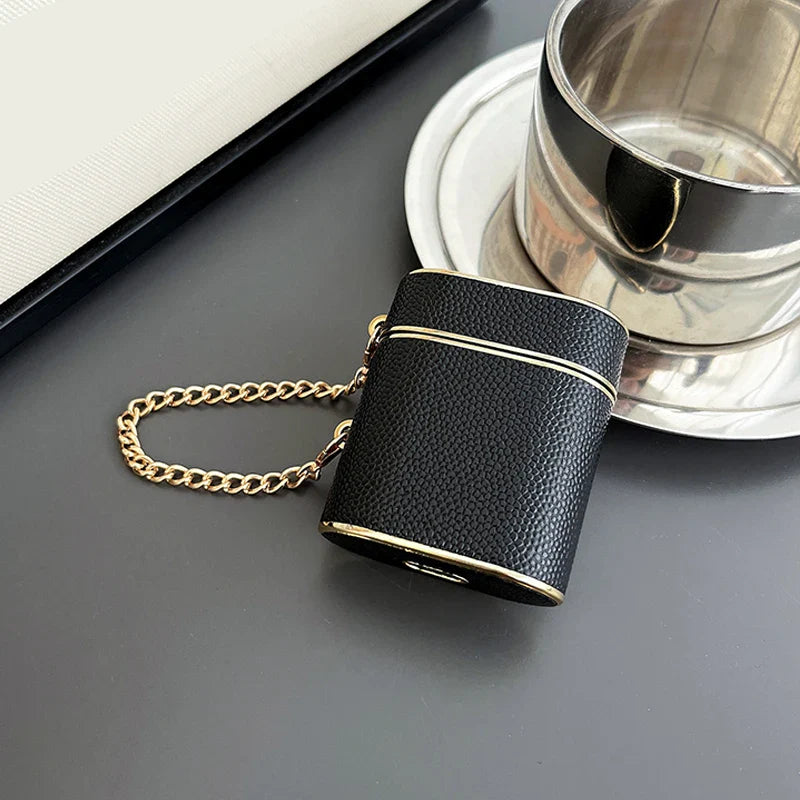 Lærhylse Søt øretelefonveske for AirPods 1 2 3 med håndleddet stropp case airpods pro 2