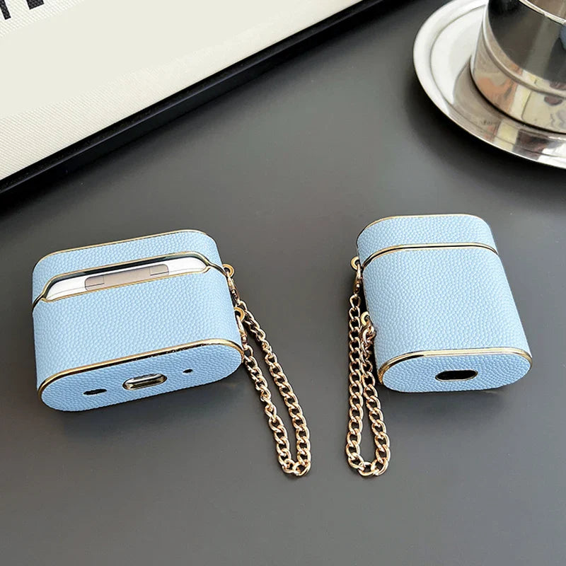 Lærhylse Søt øretelefonveske for AirPods 1 2 3 med håndleddet stropp case airpods pro 2