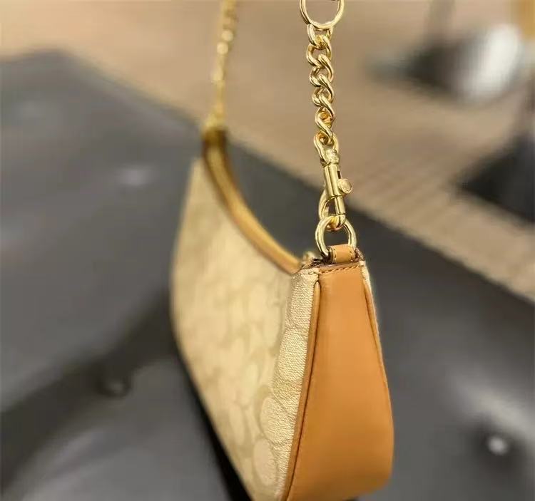 Monogram Handbag with Gold - Tone Chain Strap