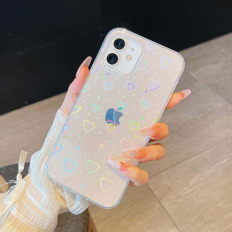 Holografisch hart iPhone -hoesje