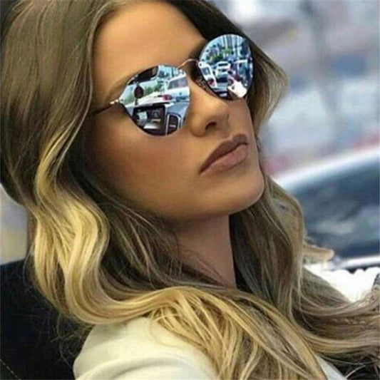 Nywooh Cat Eye Sunglasses Women Luxury Coating Mirror Sun Glasses Female Retro Rimless Metal Eyewear UV400