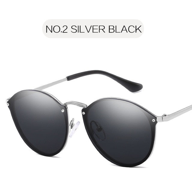 Nywooh Cat Eye Sunglasses Women Luxury Coating Mirror Sun Glasses Female Retro Rimless Metal Eyewear UV400