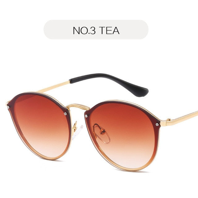 Nywooh Cat Eye Sunglasses Women Luxury Coating Mirror Sun Glasses Female Retro Rimless Metal Eyewear UV400