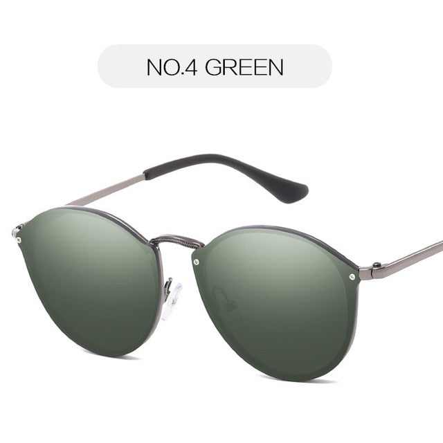 Nywooh Cat Eye Sunglasses Women Luxury Coating Mirror Sun Glasses Female Retro Rimless Metal Eyewear UV400