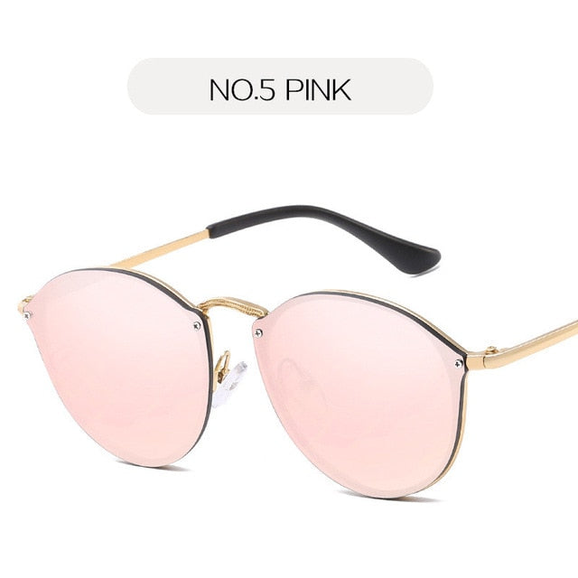 Nywooh Cat Eye Sunglasses Women Luxury Coating Mirror Sun Glasses Female Retro Rimless Metal Eyewear UV400