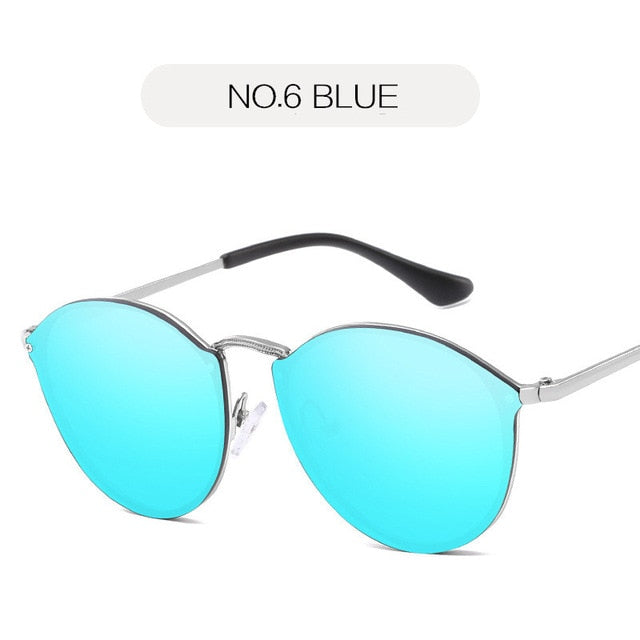 Nywooh Cat Eye Sunglasses Women Luxury Coating Mirror Sun Glasses Female Retro Rimless Metal Eyewear UV400