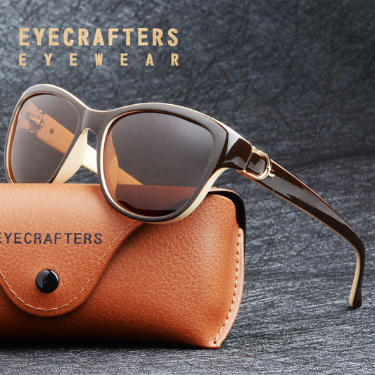 Luksusmerke design katt eye polariserte solbriller damen dame elegante solbriller kvinnelig kjørende briller oculos de sol